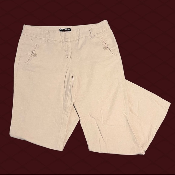 Dalia Khaki Pants Junior’s Size 8 Button Accents Straight Leg Modern Fit Office - Picture 4 of 10